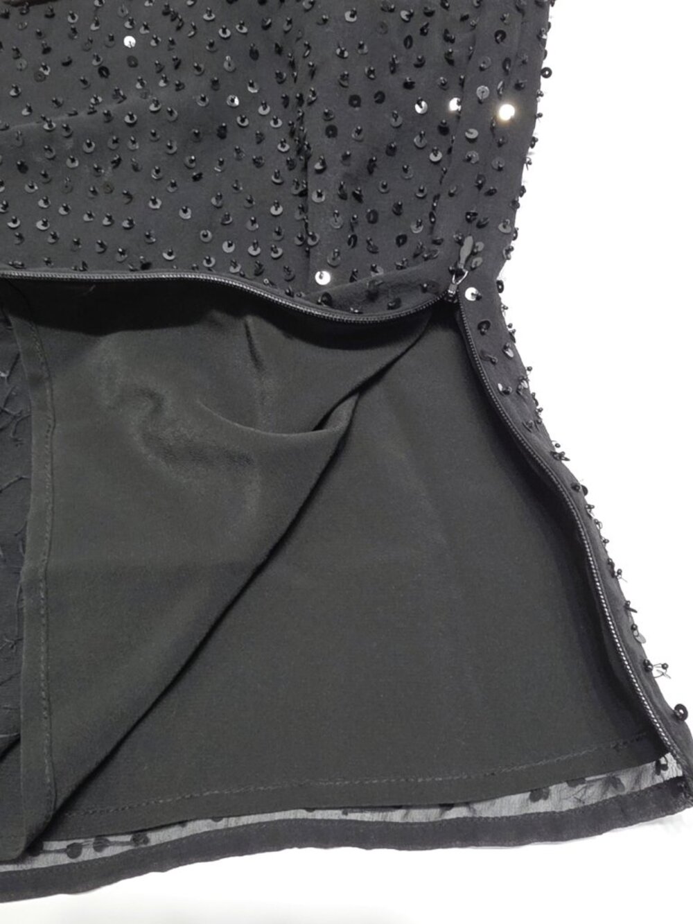 Talbots Petite Black Sequin Silk Tank Disco Glam 10P Tags $110 - Picture 4 of 8